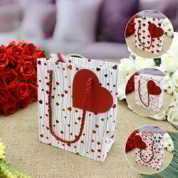 Asorti Kalp Desen Hediyelik Karton Çanta 12'Li Paket - 1