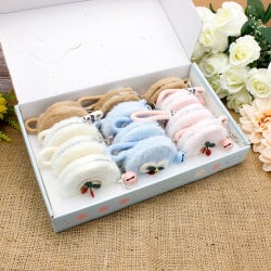 Asorti Kiraz Desenli Bileklikli Peluş Ayna Anahtarlık - 3