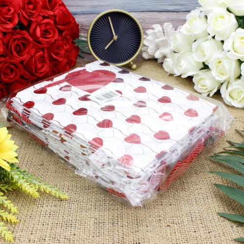 Asorti Küçük Boy Kalp Desen Hediyelik Karton Çanta 12'Li Paket - 7