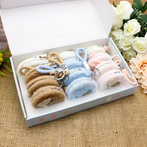 Asorti Lale Desenli Bileklikli Peluş Ayna Anahtarlık - 3