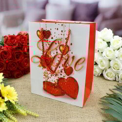 Asorti Love Desen Hediyelik Karton Çanta 12'Li Paket - 3