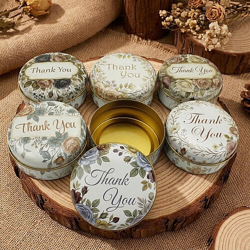 Asorti Özel Tasarım Vintage 'Thank You' Serisi Teneke Kutu 100 cc (7x3 cm) - Avielle
