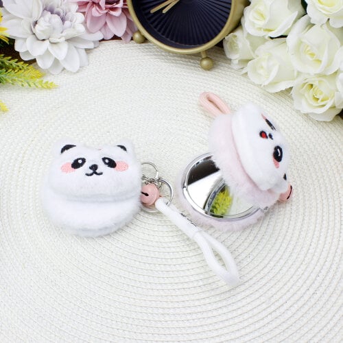 Asorti Panda Desenli Bileklikli Peluş Ayna Anahtarlık - 2