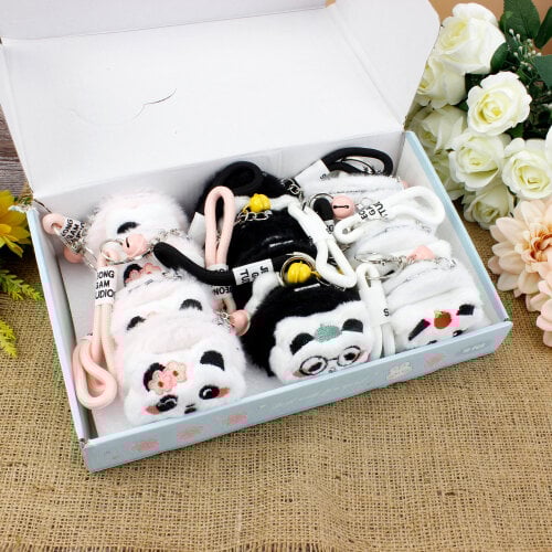 Asorti Panda Desenli Bileklikli Peluş Ayna Anahtarlık - 3