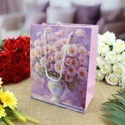 Asorti Parlak Çiçek Desen Hediyelik Karton Çanta 12'Li Paket - 4