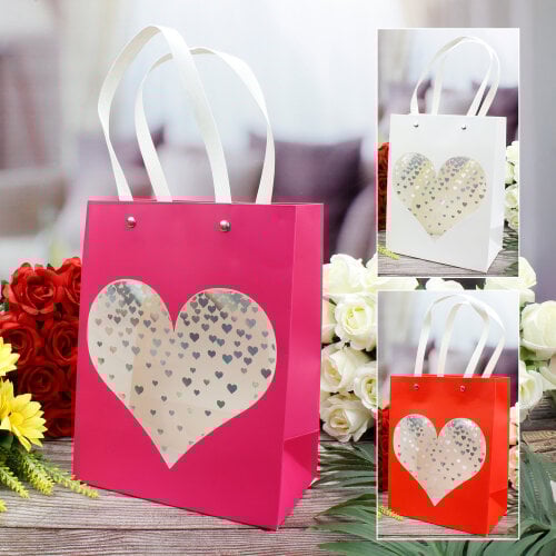 Asorti Simli Kalp Desen Pencereli Çanta 12'Li Paket - 1