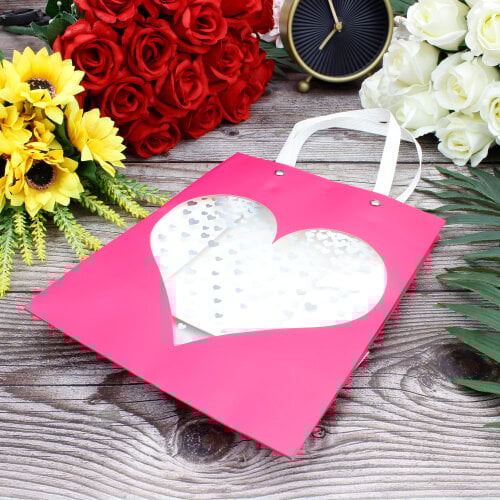 Asorti Simli Kalp Desen Pencereli Çanta 12'Li Paket - 3