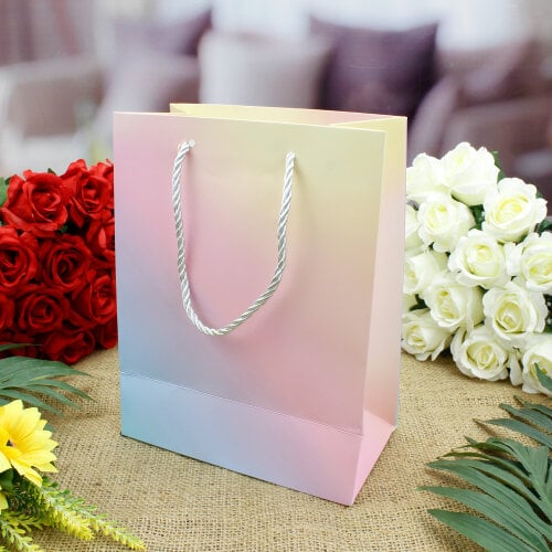 Asorti Simli Pencereli Hediyelik Karton Çanta 12'Li Paket - 3
