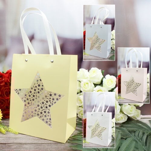 Asorti Simli Yıldız Desen Pencereli Çanta 12'Li Paket - 1