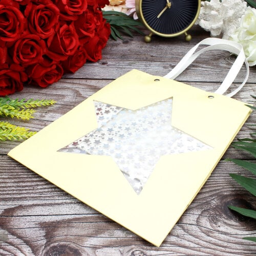 Asorti Simli Yıldız Desen Pencereli Çanta 12'Li Paket - 3