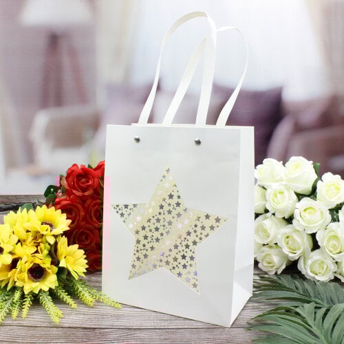 Asorti Simli Yıldız Desen Pencereli Çanta 12'Li Paket - 6