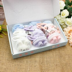 Asorti Tavşan Desenli Bileklikli Peluş Ayna Anahtarlık - 3