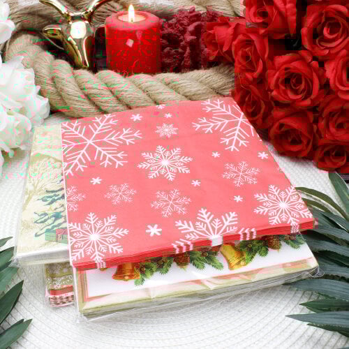 Asorti Yılbaşı Peçete 16CM - Kare Dekor