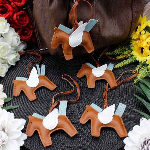 At Figürlü Çanta Charm Aksesuar Açık Kahverengi - Kare Dekor