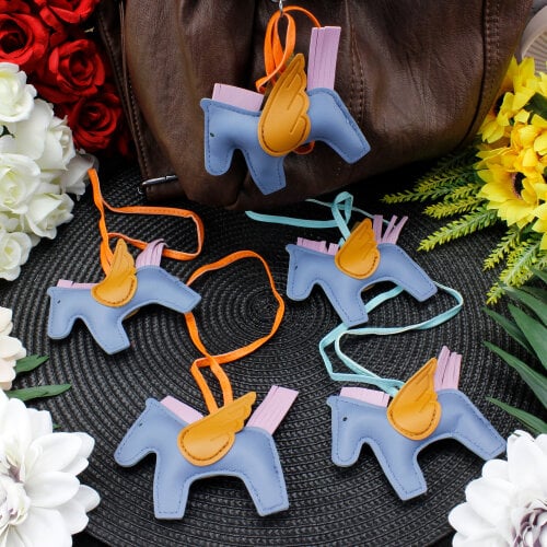 At Figürlü Çanta Charm Aksesuar Mavi - Kare Dekor