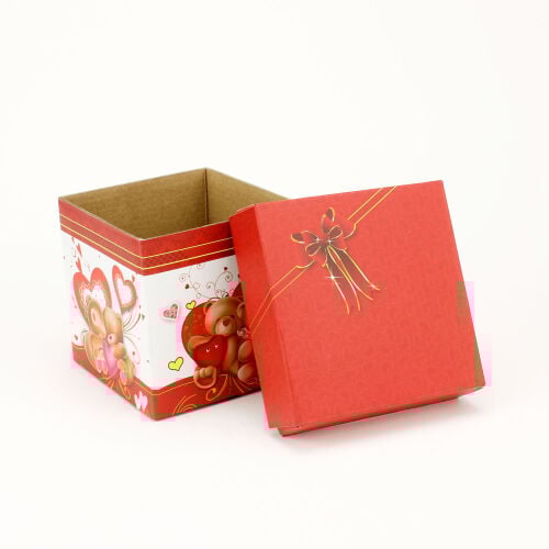 Ayıcık Desenli 3 Boyutlu Dekoratif Kare Kutu 11*11CM - 2