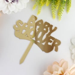 Baby Shower Yazılı Pasta Süsü Gold Renk - 2