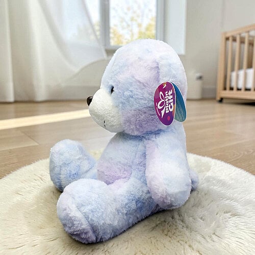 Batik Desenli Sevimli Peluş Ayı Mavi Lila 27 cm - Toptanalim (1)