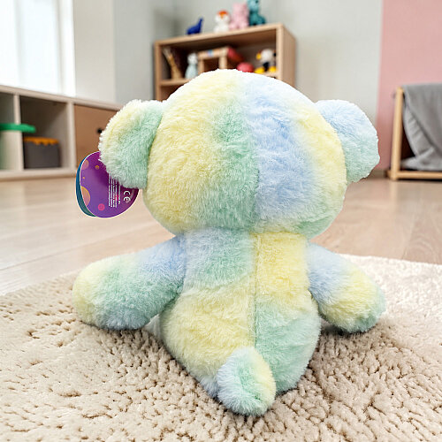  Batik Desenli Sevimli Peluş Ayı Mavi Mint Sarı 27 cm - 3