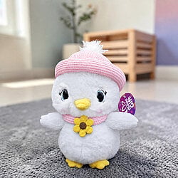  Bereli ve Atkılı Sevimli Peluş Civciv Beyaz 25 cm - 1