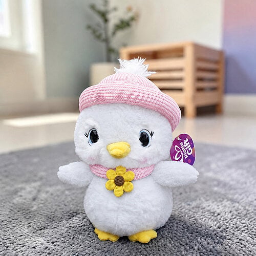  Bereli ve Atkılı Sevimli Peluş Civciv Beyaz 25 cm - Toptanalim