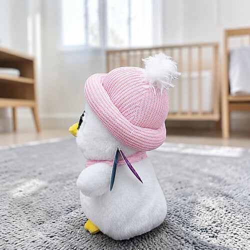  Bereli ve Atkılı Sevimli Peluş Civciv Beyaz 25 cm - Toptanalim (1)