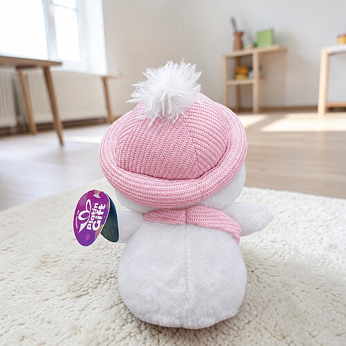  Bereli ve Atkılı Sevimli Peluş Civciv Beyaz 25 cm - 3