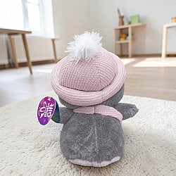Bereli ve Atkılı Sevimli Peluş Penguen Gri 27 cm - 3