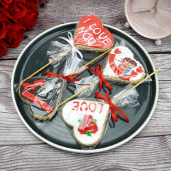 24'lü Paket Birinci Kalite Hand Made Love Tasarım Kurabiye - 3