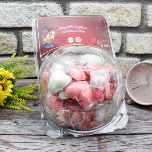 50'li Paket Birinci Kalite Kalp Tasarım Mini Yumuşak Şeker (Marshmallow) - 4