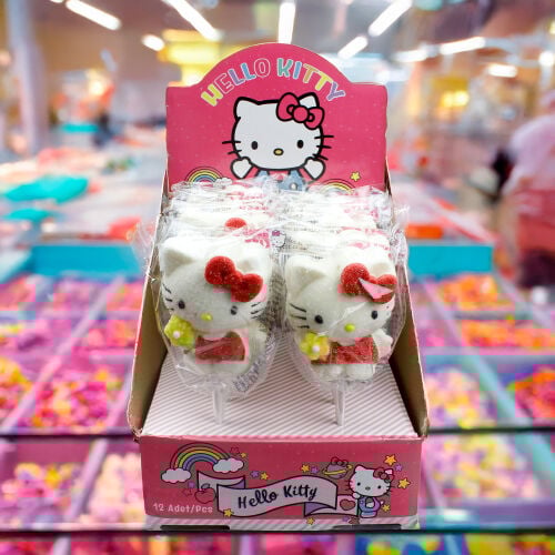  12'li Paket Birinci Kalite Kırmızı Hello Kitty Tasarım Mini Yumuşak Şeker (Marshmallow) - 1