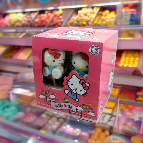 12'li Paket Birinci Kalite Mavi Hello Kitty Tasarım Mini Yumuşak Şeker (Marshmallow) - 3