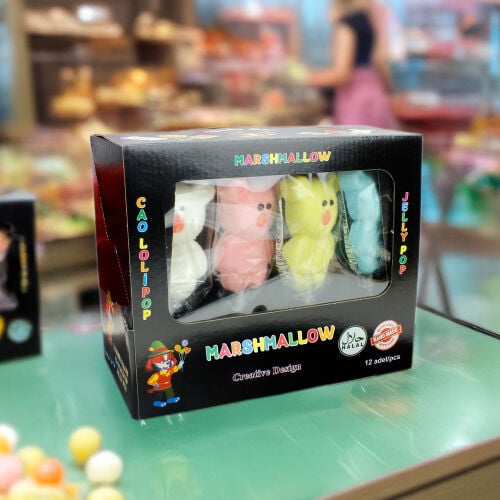 12'li Paket Birinci Kalite Sevimli Ayıcık Tasarım Yumuşak Şeker (Marshmallow) - 4