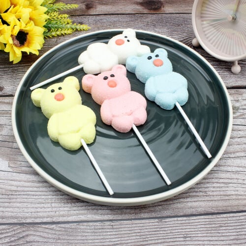 12'li Paket Birinci Kalite Sevimli Ayıcık Tasarım Yumuşak Şeker (Marshmallow) - 1