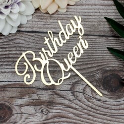 Birthday Queen Yazılı Pasta Süsü Gold Renk - 2