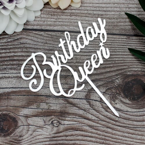 Birthday Queen Yazılı Pasta Süsü Gümüş Renk - 2