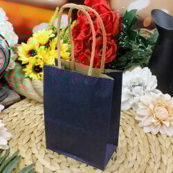 Büküm Saplı Koyu Lacivert Kağıt Çanta 12'li Paket - 1