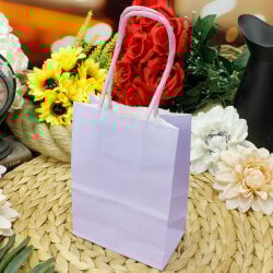 Büküm Saplı Lila Kağıt Çanta 12'li Paket - 1