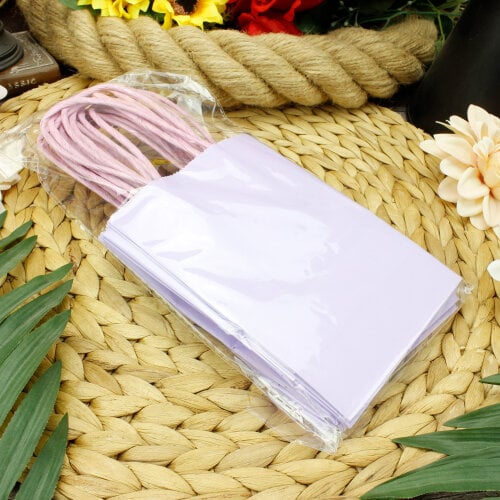 Büküm Saplı Lila Kağıt Çanta 12'li Paket - 3