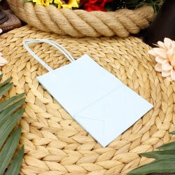 Büküm Saplı Mavi Kağıt Çanta 12'li Paket - 2