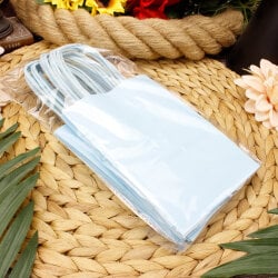 Büküm Saplı Mavi Kağıt Çanta 12'li Paket - 3