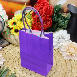 Büküm Saplı Mor Kağıt Çanta 12'li Paket - 1