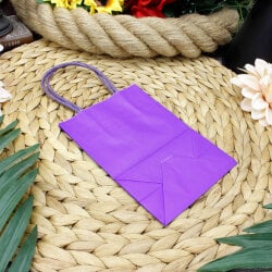Büküm Saplı Mor Kağıt Çanta 12'li Paket - 2