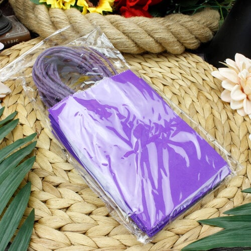 Büküm Saplı Mor Kağıt Çanta 12'li Paket - 3