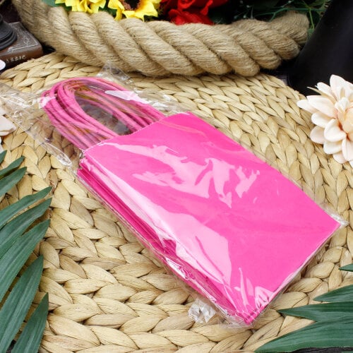 Büküm Saplı Pembe Kağıt Çanta 12'li Paket - 3