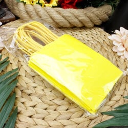 Büküm Saplı Sarı Kağıt Çanta 12'li Paket - 2