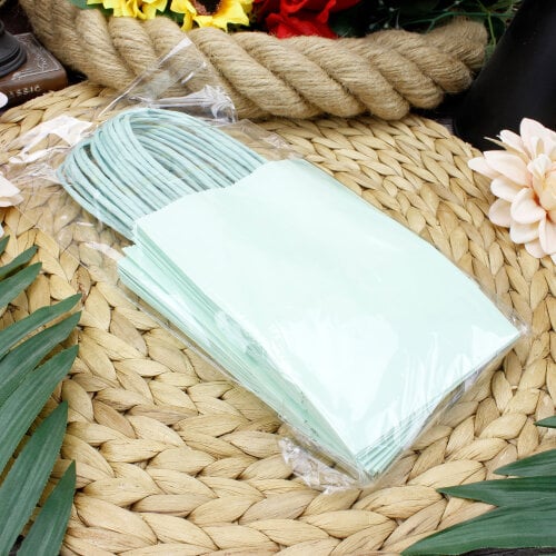 Büküm Saplı Su Yeşili Kağıt Çanta 12'li Paket - 3