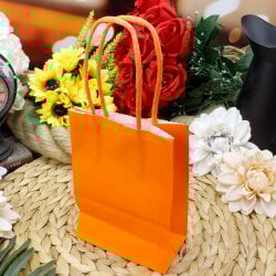 Büküm Saplı Turuncu Kağıt Çanta 12'li Paket - 1