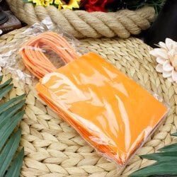 Büküm Saplı Turuncu Kağıt Çanta 12'li Paket - 3