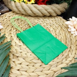 Büküm Saplı Yeşil Kağıt Çanta 12'li Paket - 2